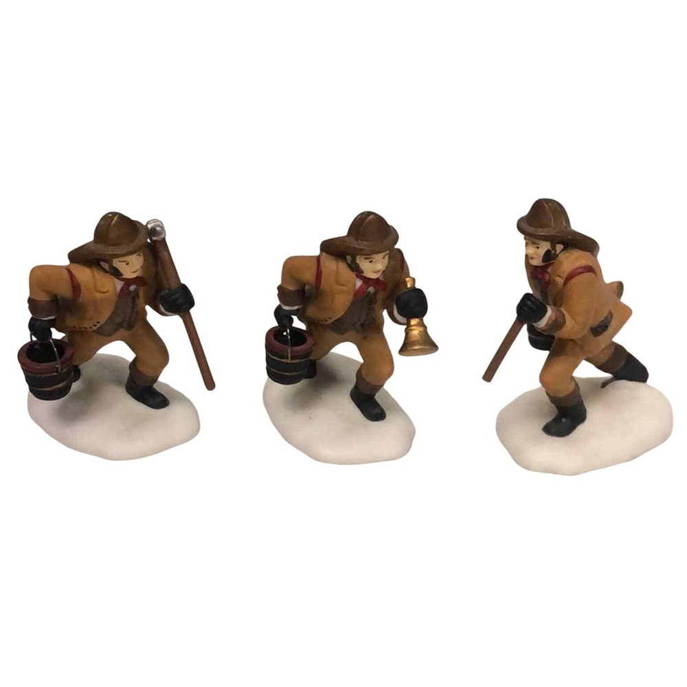 3 x Dept. 56 firefighters holiday Christmas village collection firemen fireman